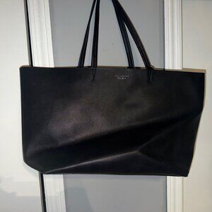 Victoria's Secret Black Faux Leather Large Tote Bag